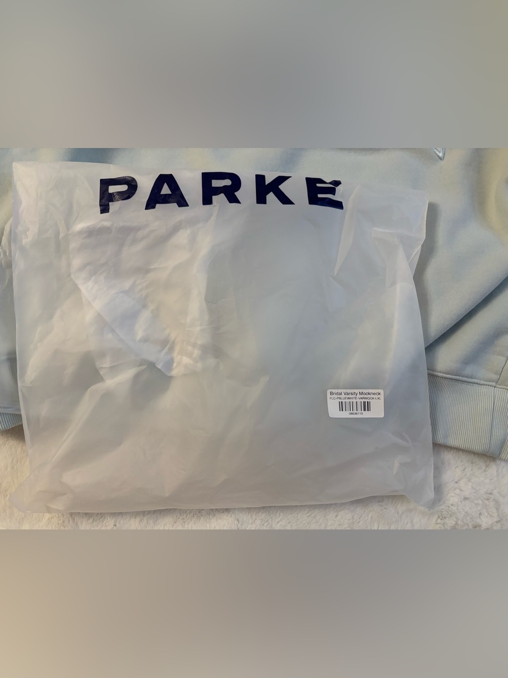 Parke Bridal Varsity Mockneck - Pale Blue + White L/XL - Picture 8 of 9